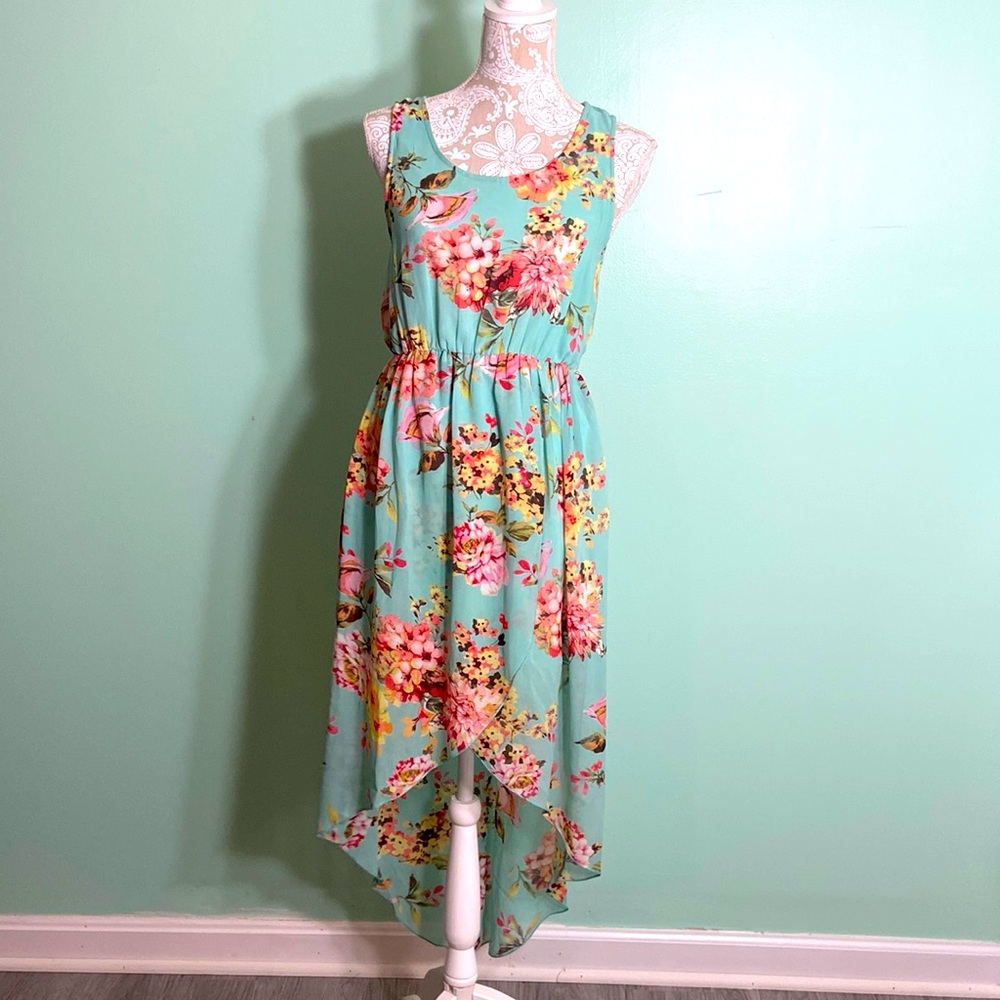 L’atiste Mint floral midi high low summer dress